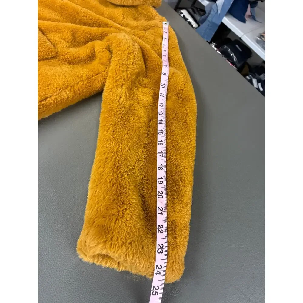H&M Divided Mustard Teddy Fleece Jacket Women's Large Button Front Plush